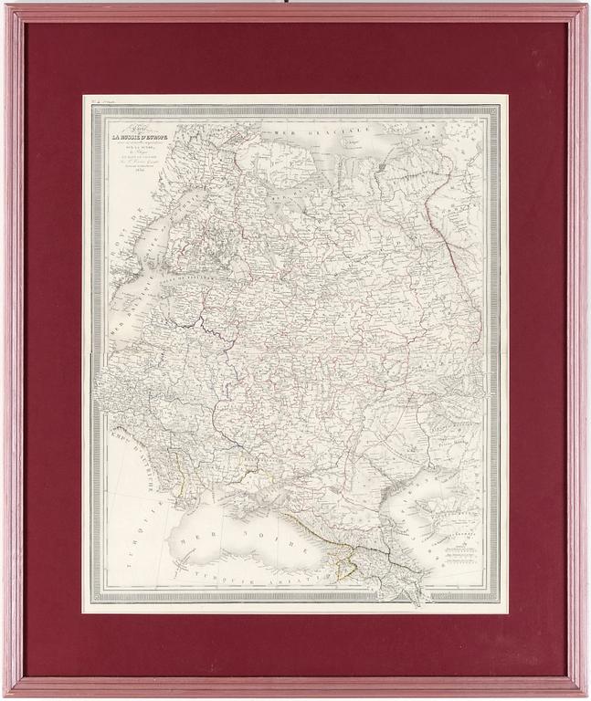KARTA, Carte de La Russie d ´Europe, graverad av Giraldon-Bovinet, 1834.
