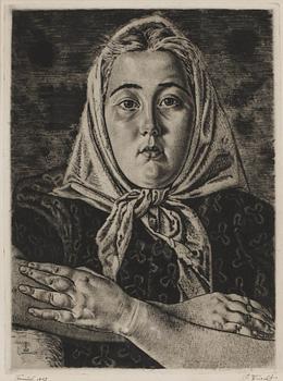 Eduard Wiiralt · EDUARD WIIRALT, Mjukgrundsetsning och torrnål, signerad med tusch, daterad 1942.