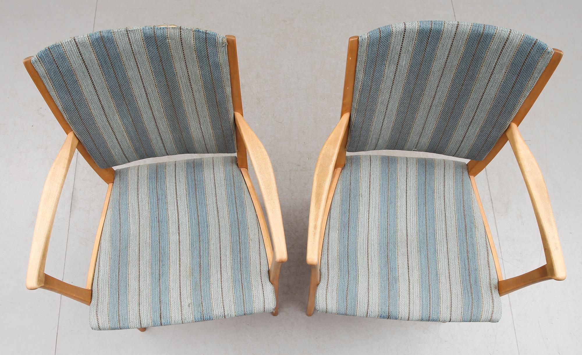 KARMSTOLAR, 1 par, Carl Malmsten, Waggeryds Möbelfabrik, 1900-talets andra hälft.