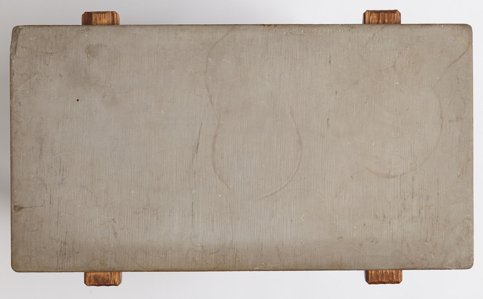 Axel Einar Hjorth, a stained pine and limestone top "Sandhamn" table, Nordiska Kompaniet, Sweden 1931.