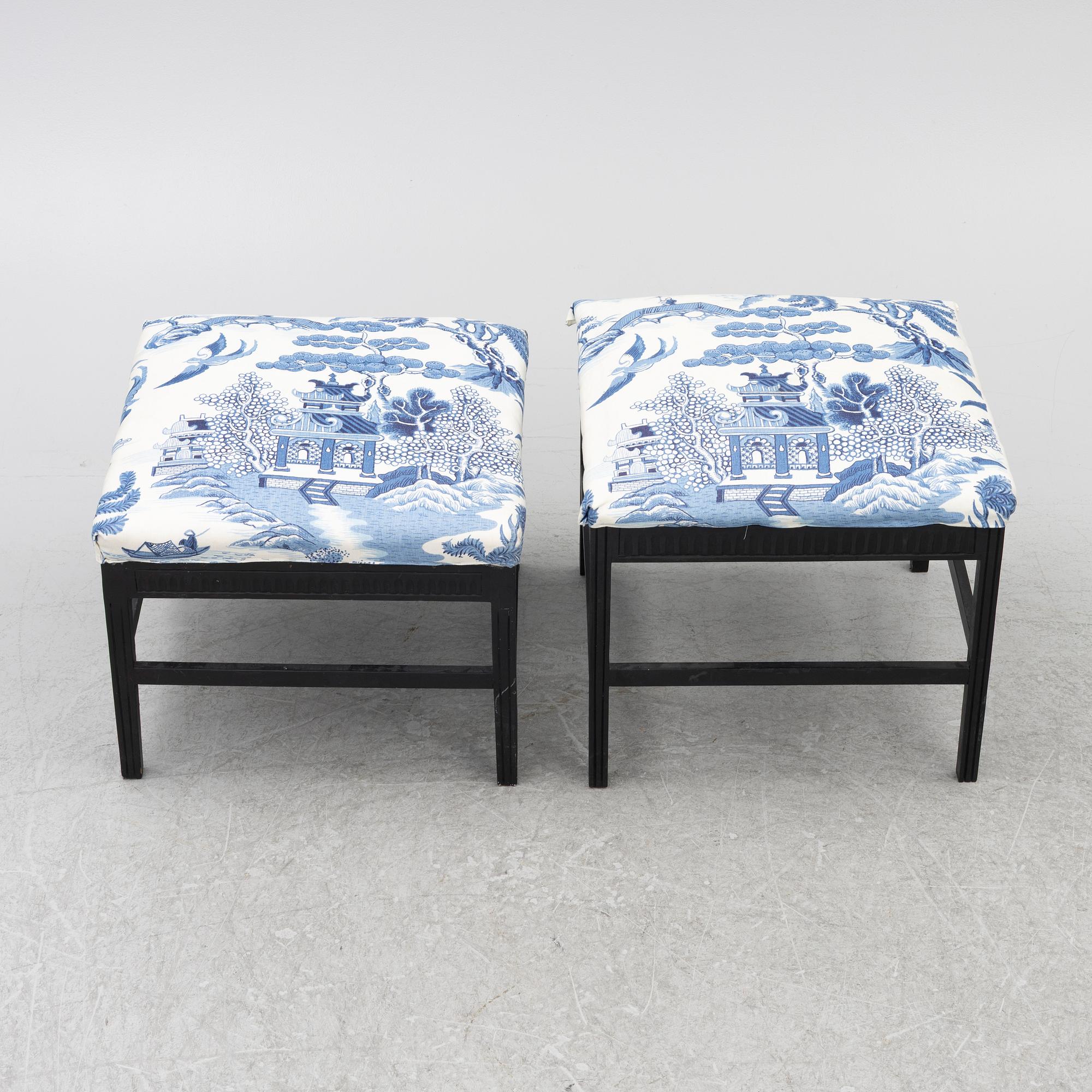 Two gustavian style stools, 20th century.