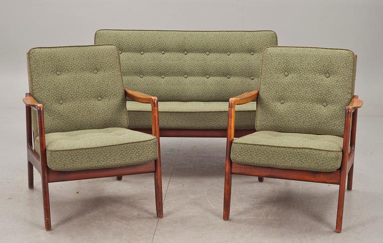 SOFFGRUPP, 3 delar, Peter Hvidt & Orla Mølgaard Nielsen, France & Daverkosen, Danmark.