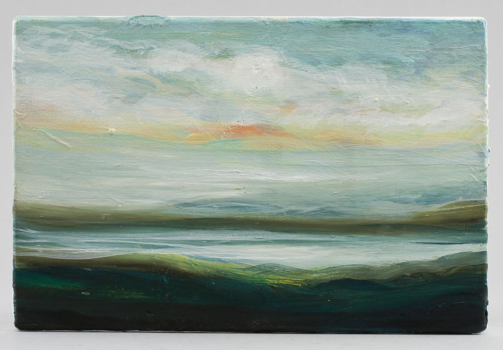 CECILIA HAUPT, olja på träkloss, signerad.