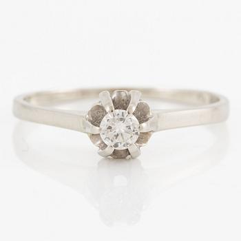 Ring, 18K white gold with brilliant-cut diamond 0.22 ct.