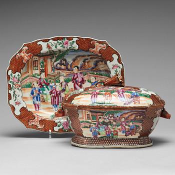 A famille rose tureen with cover and stand, Qing dynasty, Qianlong (1736-95).