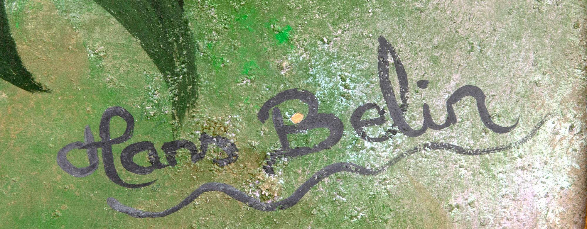 Hans Belin, olja på pannå, signerad.