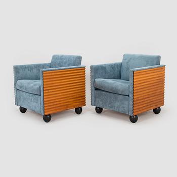 Antti Evävaara, A pair of "Vekki" armchairs, manufacturer Studio Antti E, early 1990s.