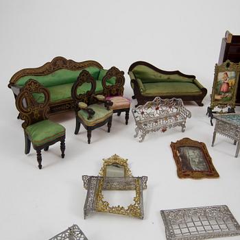 A lot of 26 doll house furniture Germany 19th century.