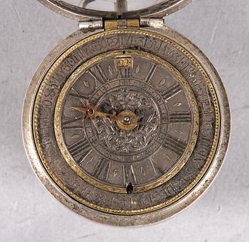 A silver verge pocketwatch, Wideman. Stockholm, ca 1700.