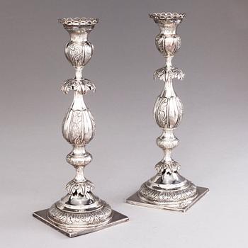 A. FALK, A pair of silver candlesticks, mark of A. Falk, Vilnius, assay master Tripeckij Timofey 1865.