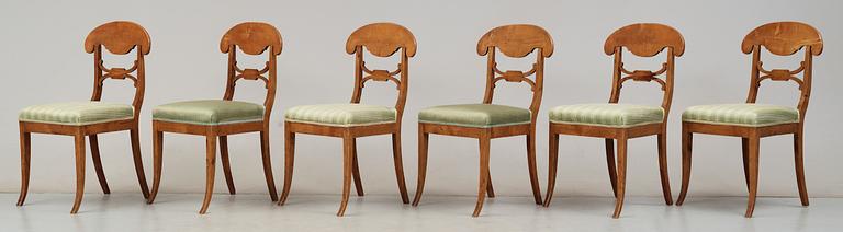 STOLAR, 6 st, samt KARMSTOLAR, 2 st, Karl Johan, 1800-talets första hälft.