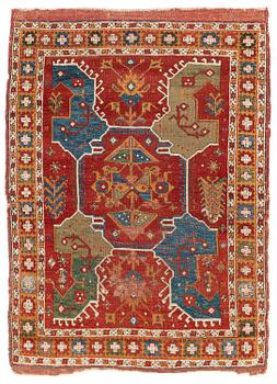 349. A 17th century 'four-lobed-star-medallion rug', central Anatolia, c. 193 x 134 cm.