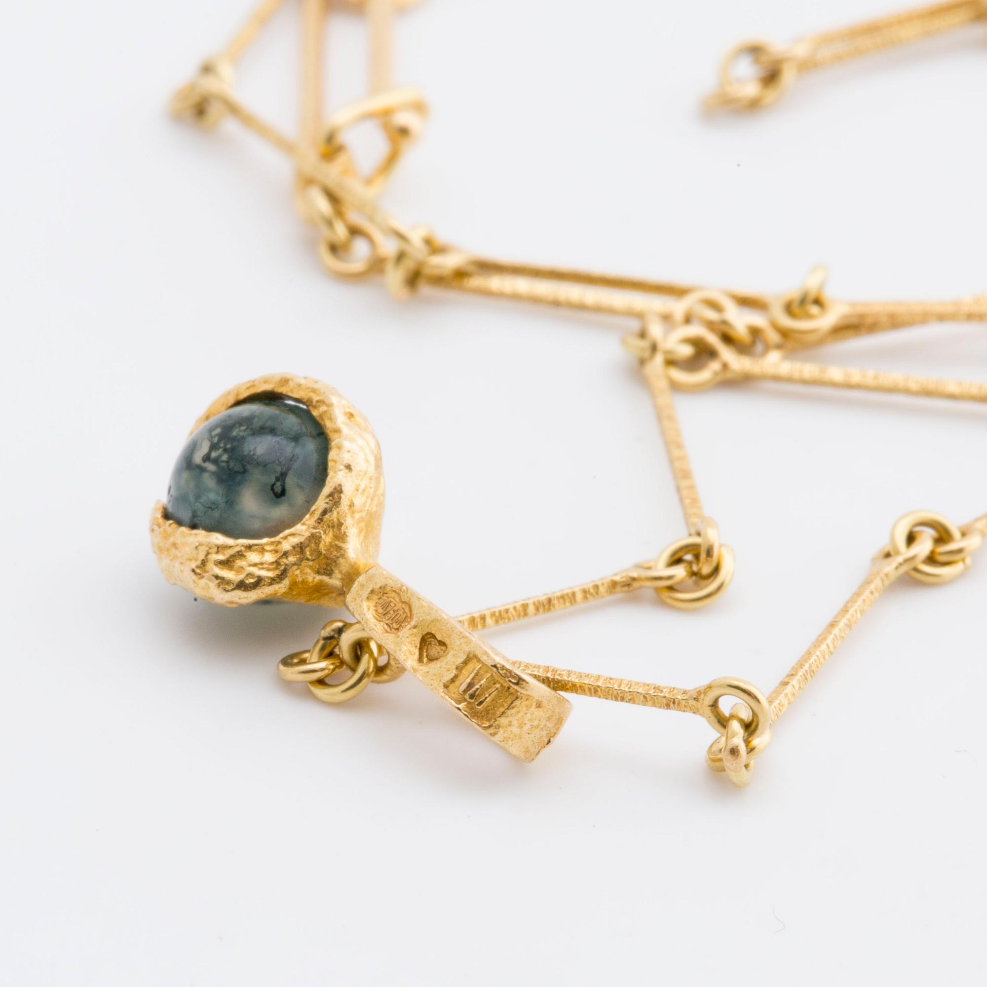 LAPPONIA Björn Weckström COLLIER 18K guld mossagat ca 6 mm, Finland 1982 och 1989.