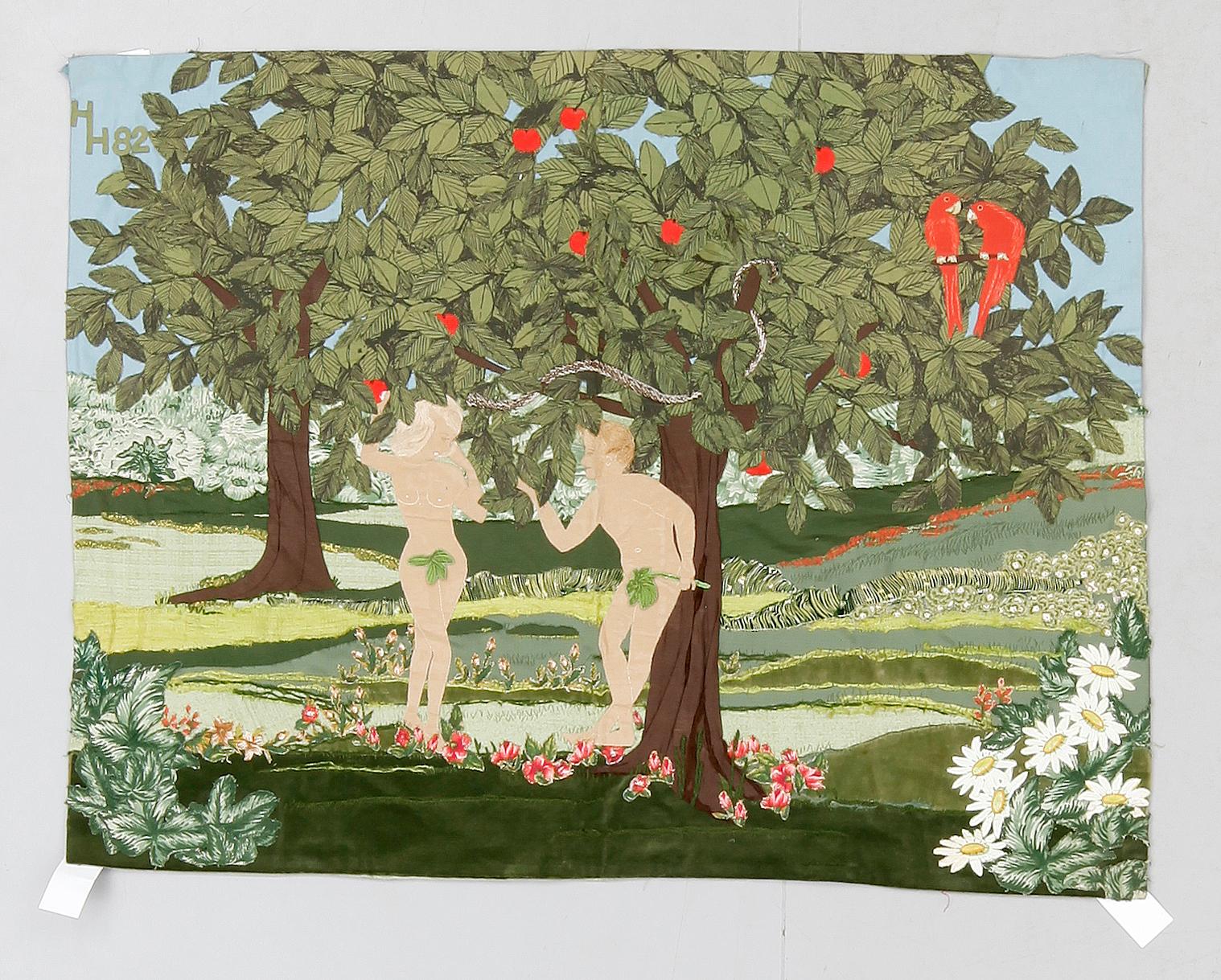 HARRIET HALLER, 2 st, textila väggbonader. Sign. o dat. 1982.