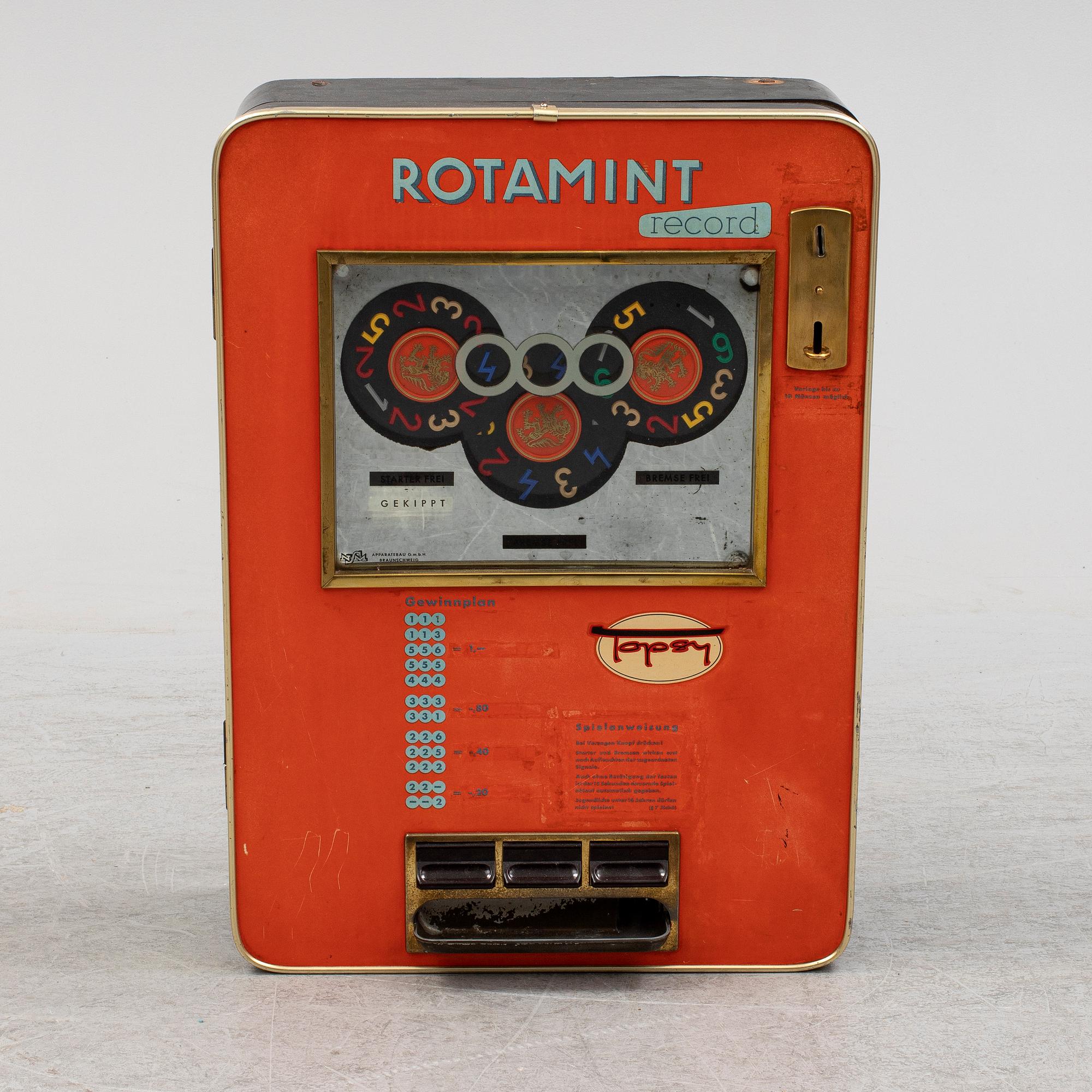 a mid 20th century Rotamint Record gambling machine.