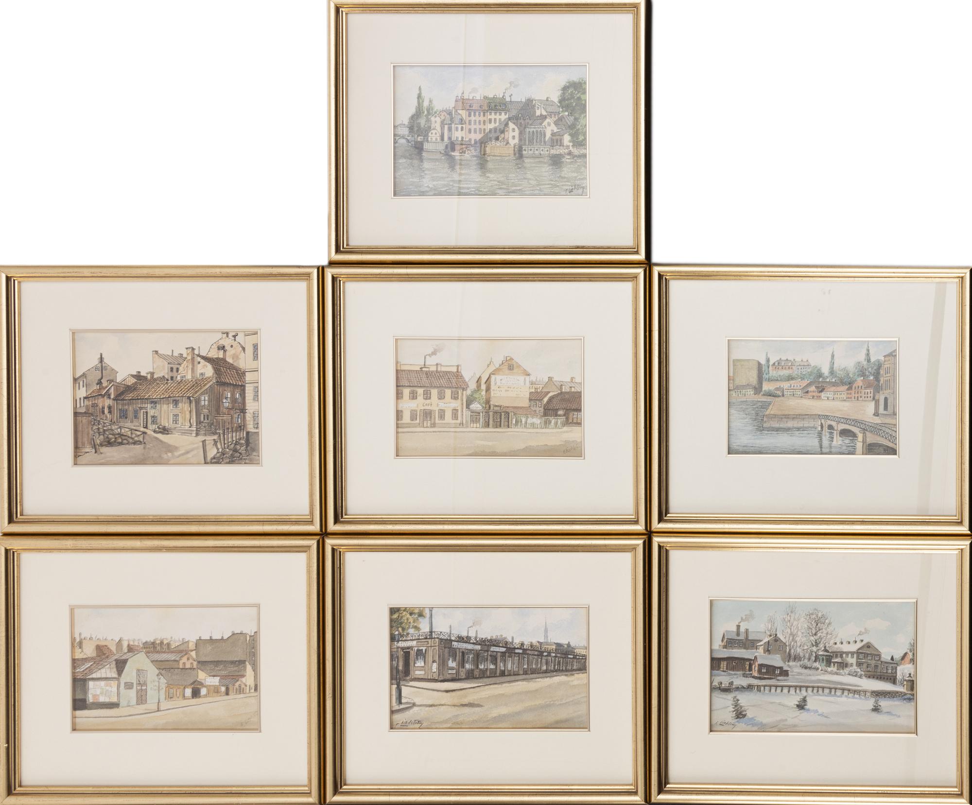 Frans Lindström, Stockholm motifs, 7 pcs.
