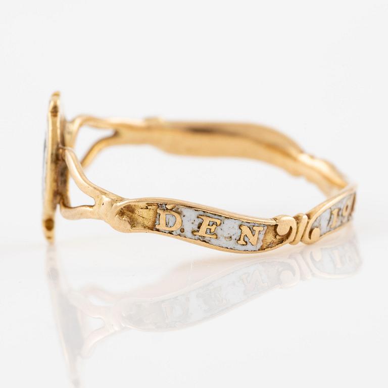 Revolution ring, King Gustav III, gold and enamel.