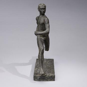 WÄINÖ AALTONEN, skulptur, "Paavo Nurmi", metallegering, 1950-tal.