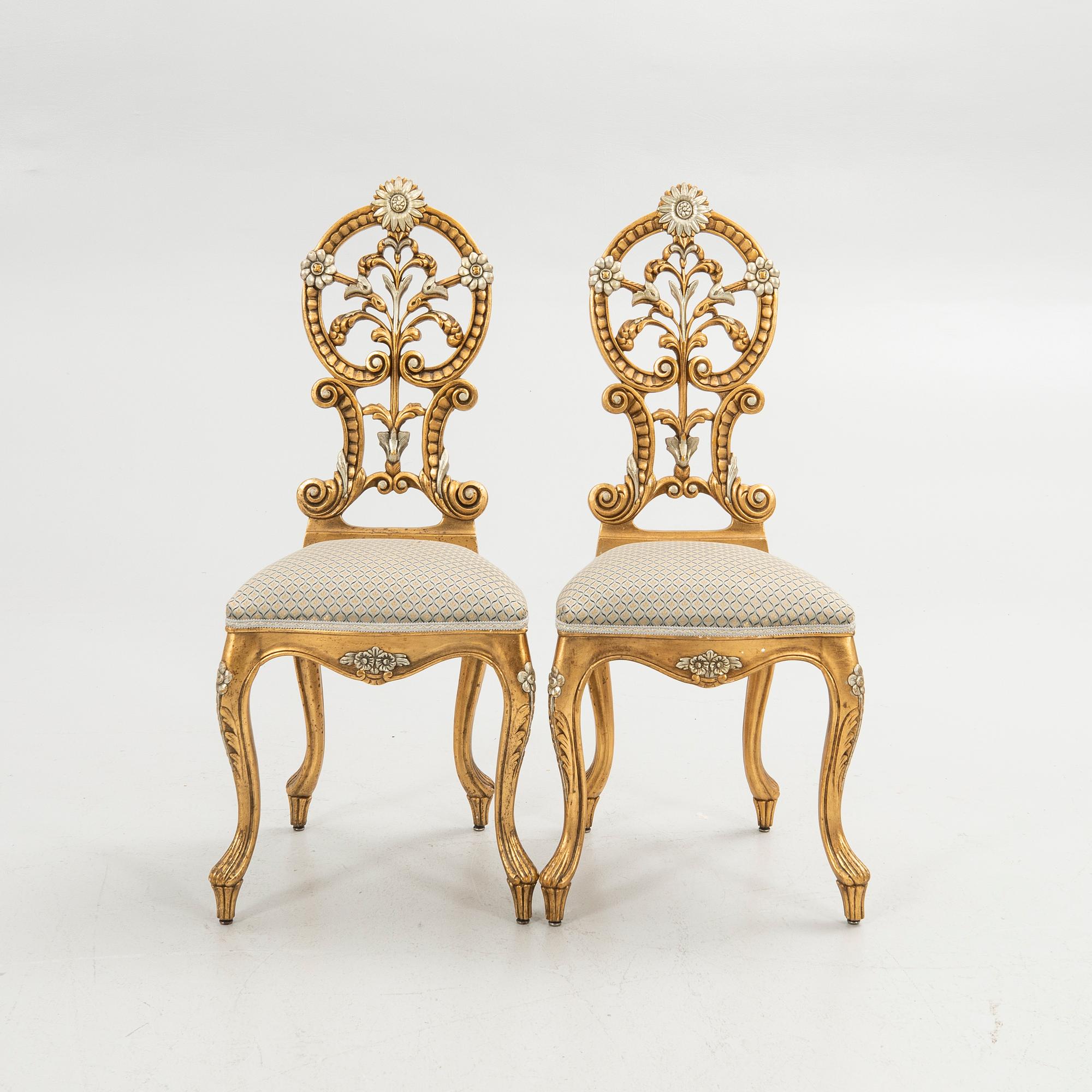 Chairs, 1 pair, Rococo style, first half of the 20th century.
