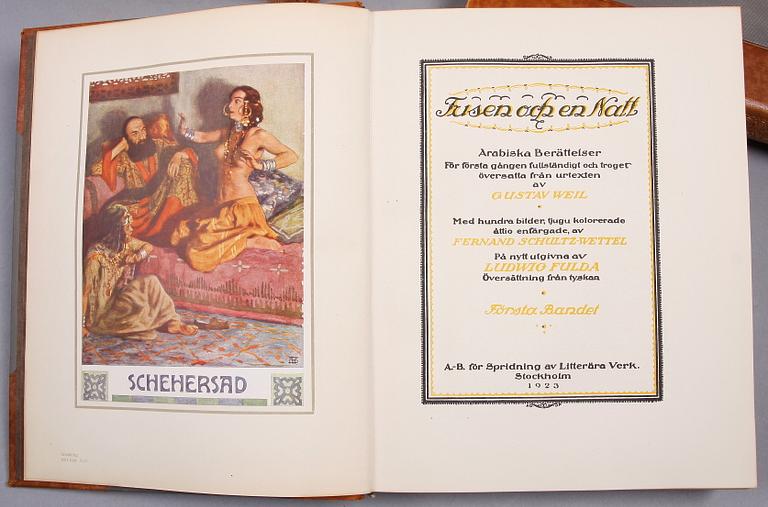 BÖCKER, 4 vol, "Tusen och en natt", red Gustav Weil, 1923.