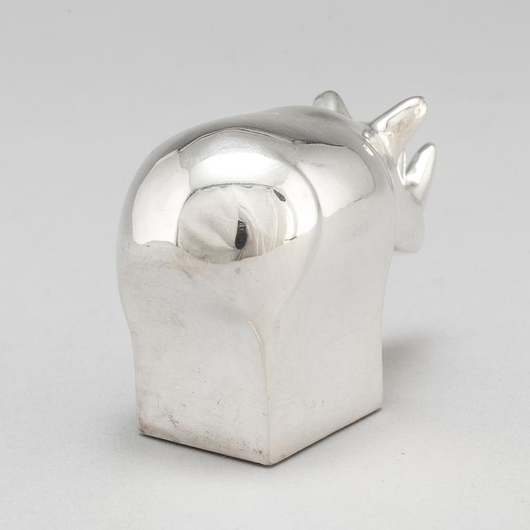 GUNNAR CYRÉN, a zinc silverplate rhinocerus sculpture by Dansk design Japan.