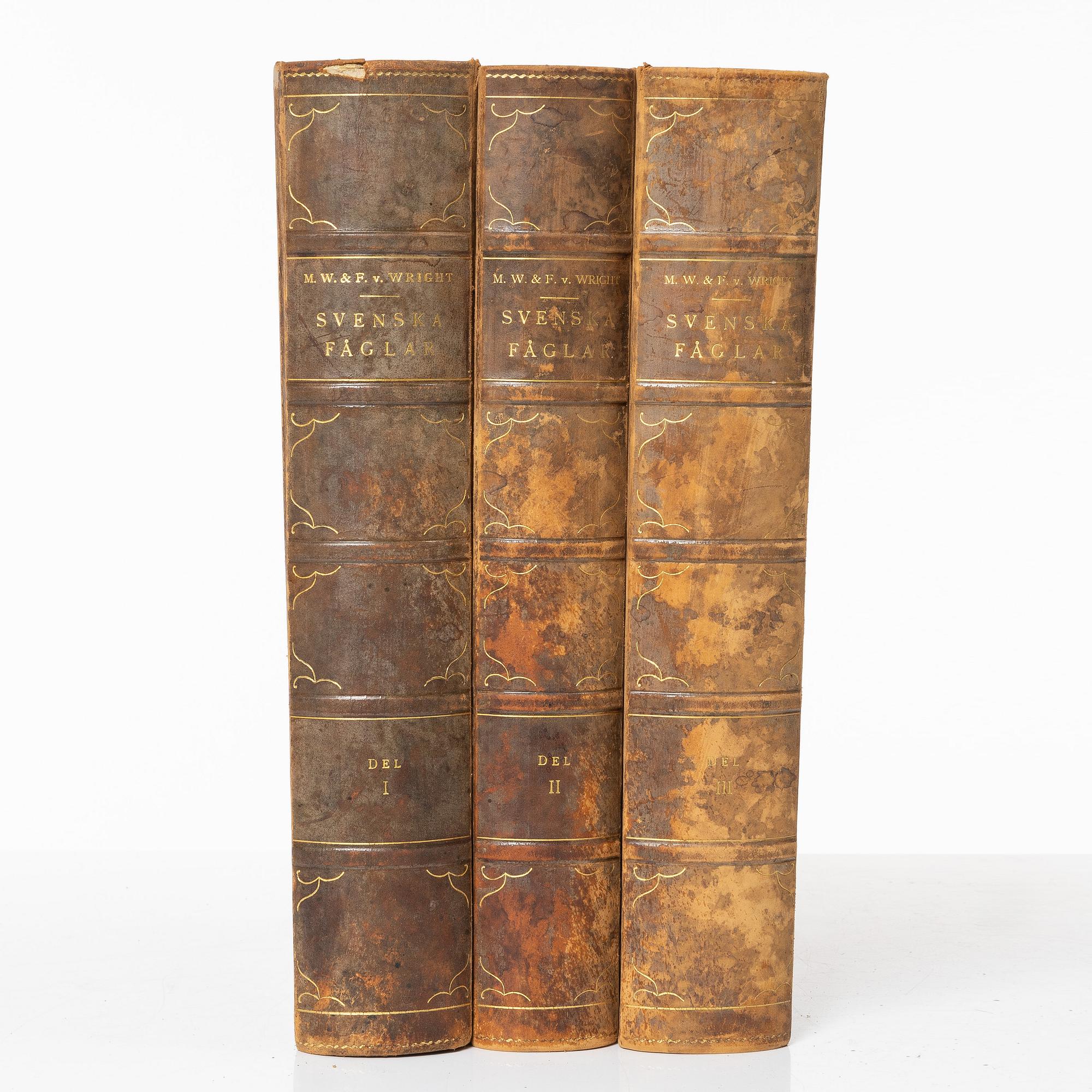 Bröderna von Wright, bokverk, 3 band, "Svenska fåglar", A. Börtzells tryckeri AB, Stockholm, 1927-1929.
