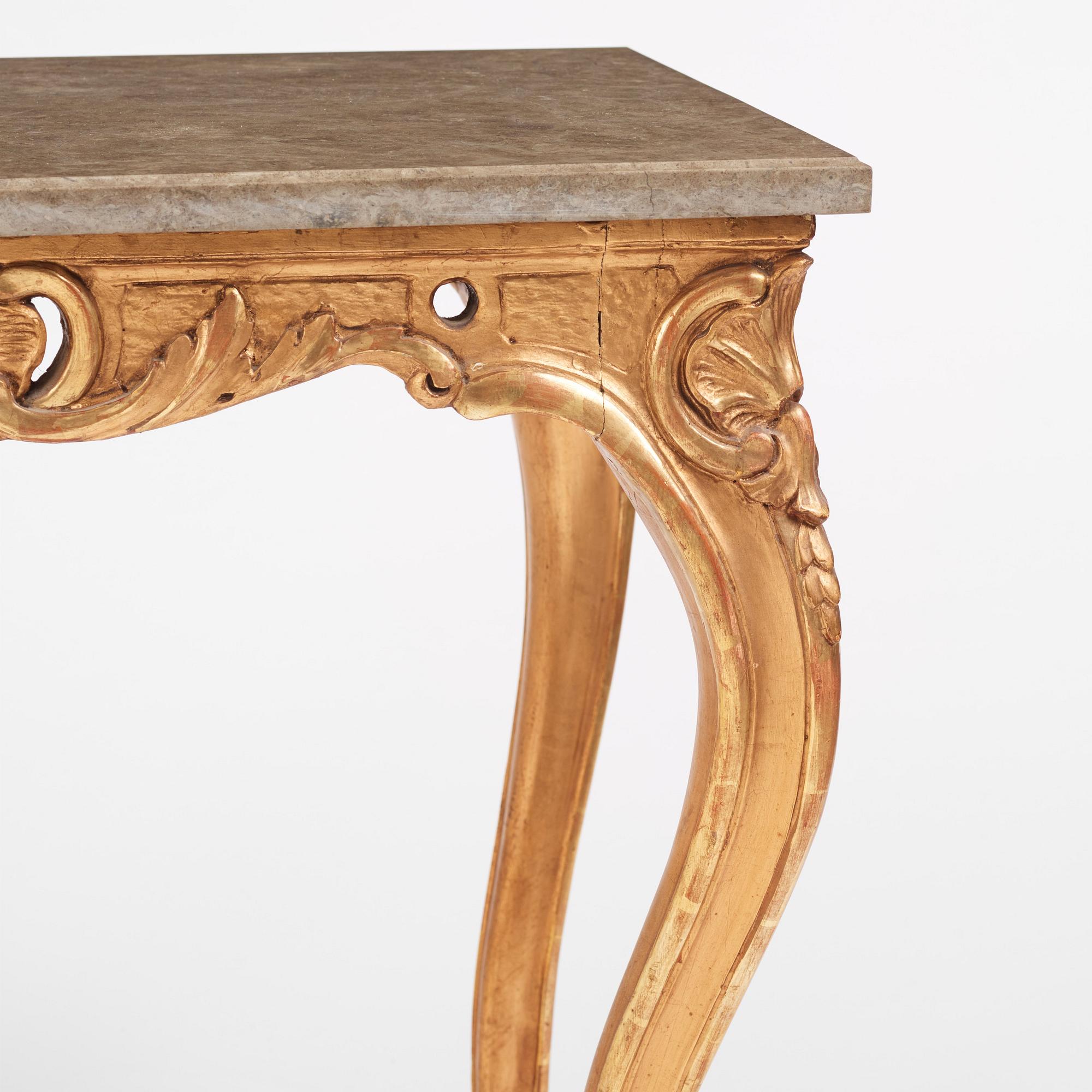 A Swedish rococo-style giltwood table, Stockholm, 19th century.