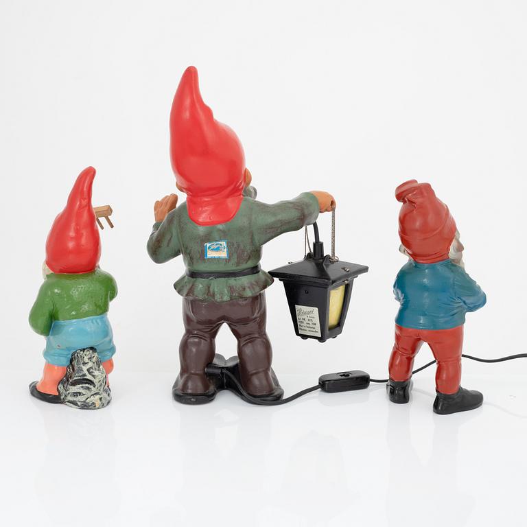 Three ceramic garden gnomes, Germany, one Heissner West Germany, second half of the 20th century.