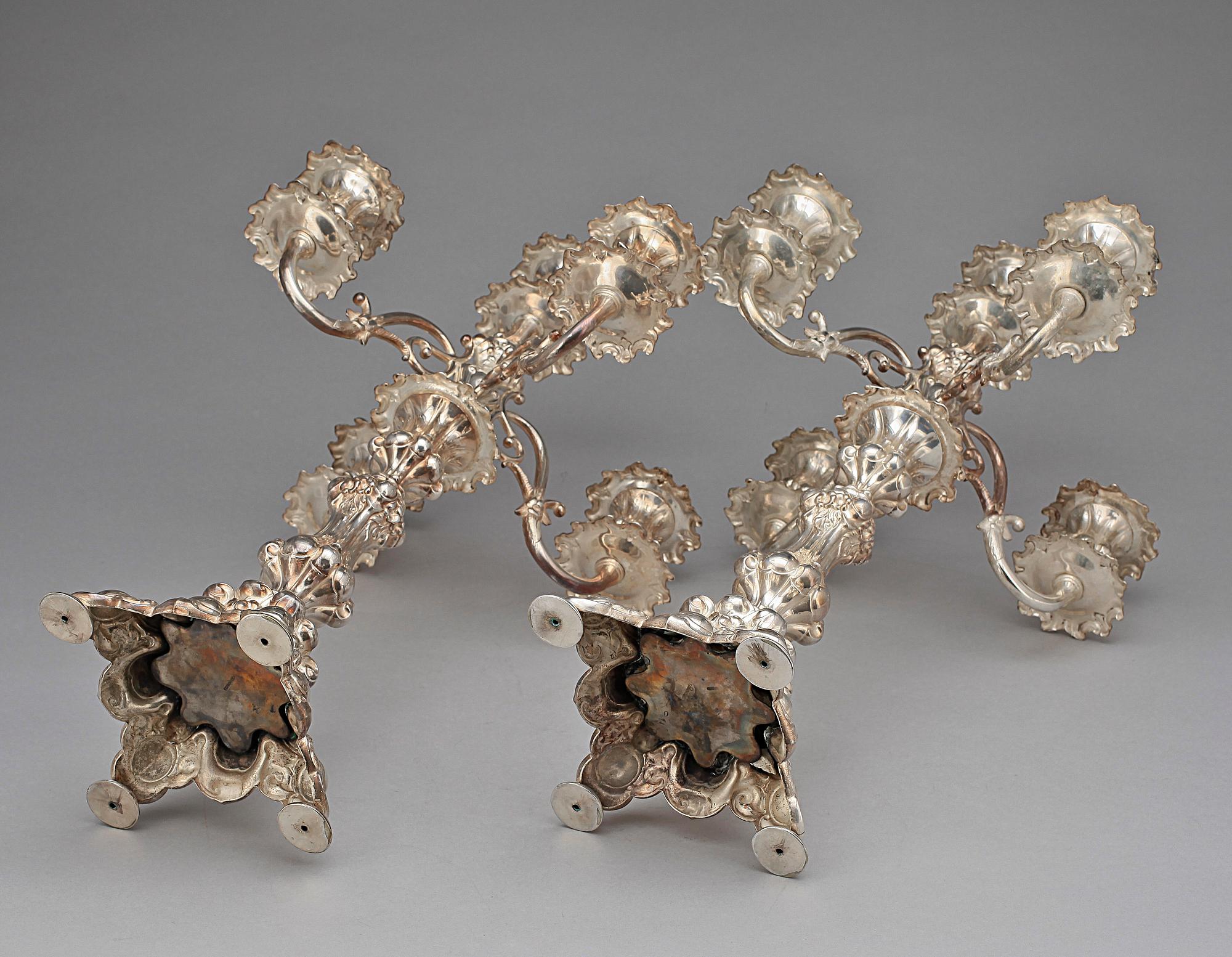 KANDELABRAR, ett par, nysilver, Henninger & Co, Tyskland,  1900-talets första hälft/mitt.