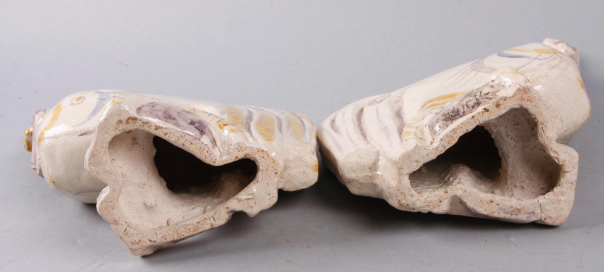 PUCK STOCKLASSA, figuriner, ett par, lergods, sign Puck.