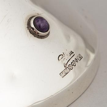 TAGE GÖTHLIN, a apir of silver and amethyst candlesticks, Tesi, Gothenburg 1960-61.