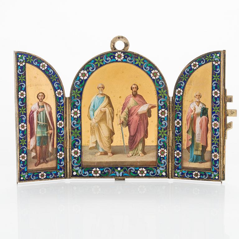 A Russian silver enamel icon dated 6th of February 1911. St. Petersburg.