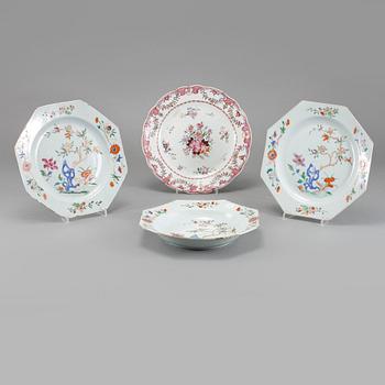 TALLRIKAR, 3+1, porslin, Kina, 1700-tal.