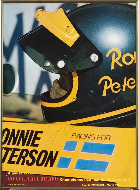 Affisch från Frankrikes F1 Grand Prix 1971 på Circuit Paul Ricard, signerad av Ronnie Peterson.