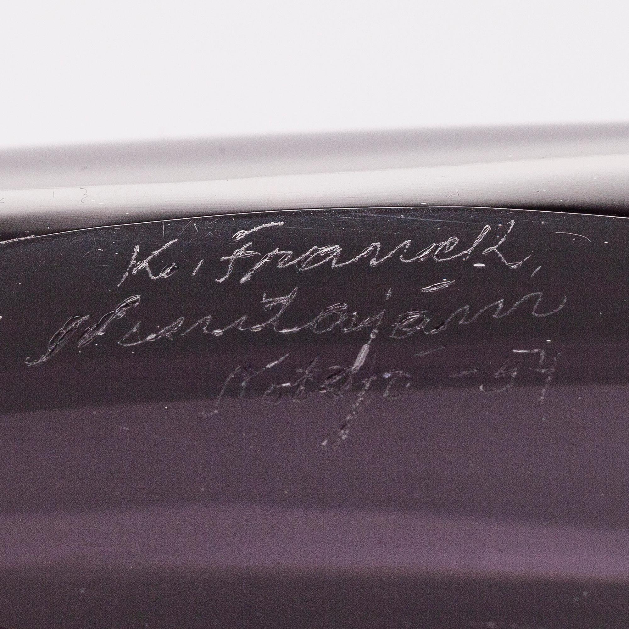 KAJ FRANCK,  lasiveistos, "Lansetti", signeerattu K. Franck Nuutajärvi Notsjö -54.