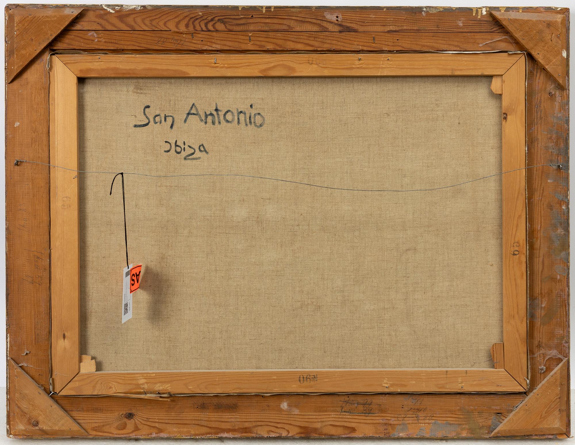 Heinz Buchholz, Beach scene with yellow flowers, San Antonio Ibiza.