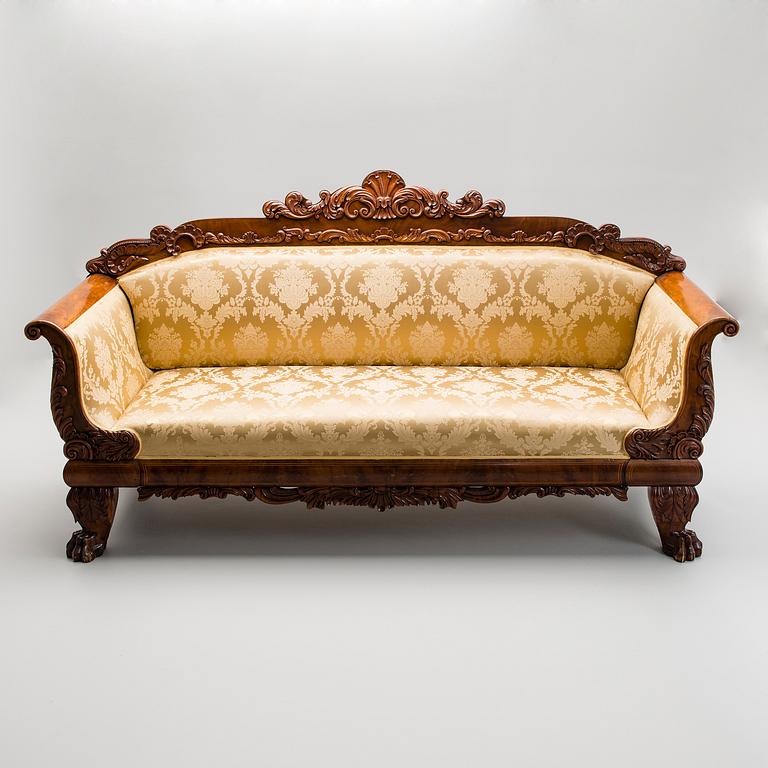 SOFFA, empire, Helsingfors, brännstämplad Lindholm, 1800-talets början.