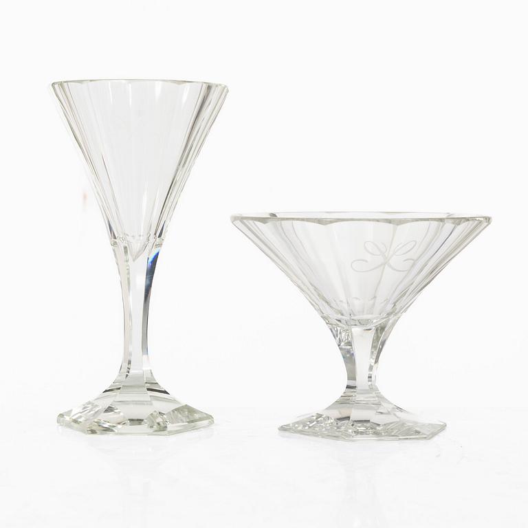 Leo Moser, glasservis, 18 delar, "Thomas", Moser, Tjeckien, modellen formgiven 1929.