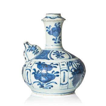 A blue and white kendi, Ming dynasty, Wanli (1572-1620).