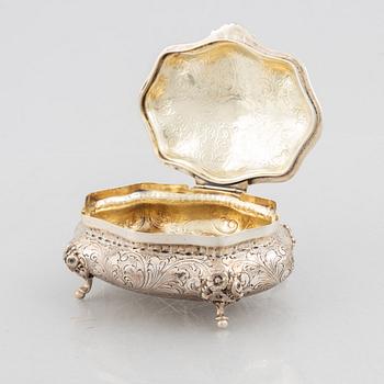 Sugar box, silver, Italy 1934-44, Swedish import mark.