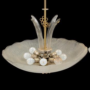 A pair of 1940´s Orrefors ceiling lamps.