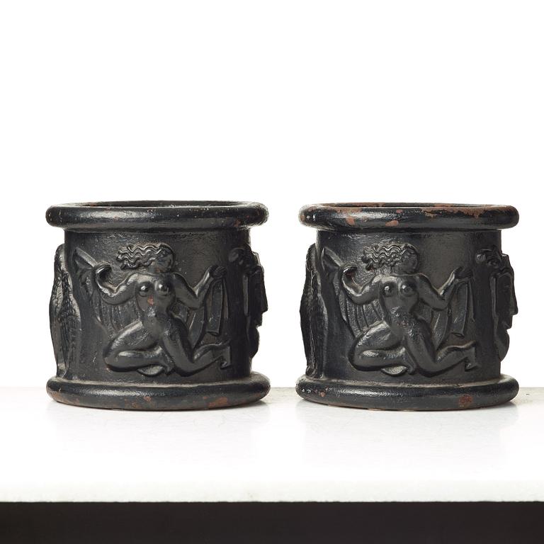 Anna Petrus, a pair of Swedish Grace cast iron jardinières "Blomkruka nr 1", Näfveqvarn, Sweden.