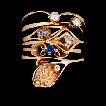 RINGAR, 6 st, 18 k guld med olika stenar. Total vikt ca 6 gram.