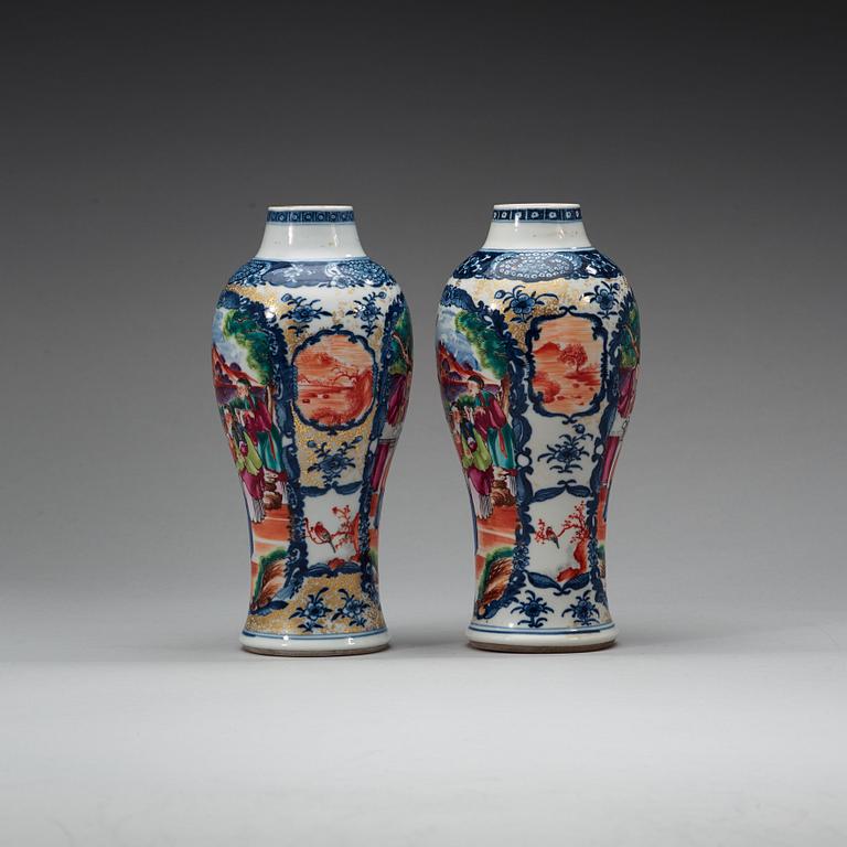 A pair of famille rose vases, Qing dynasty, Qianlong (1736-95).