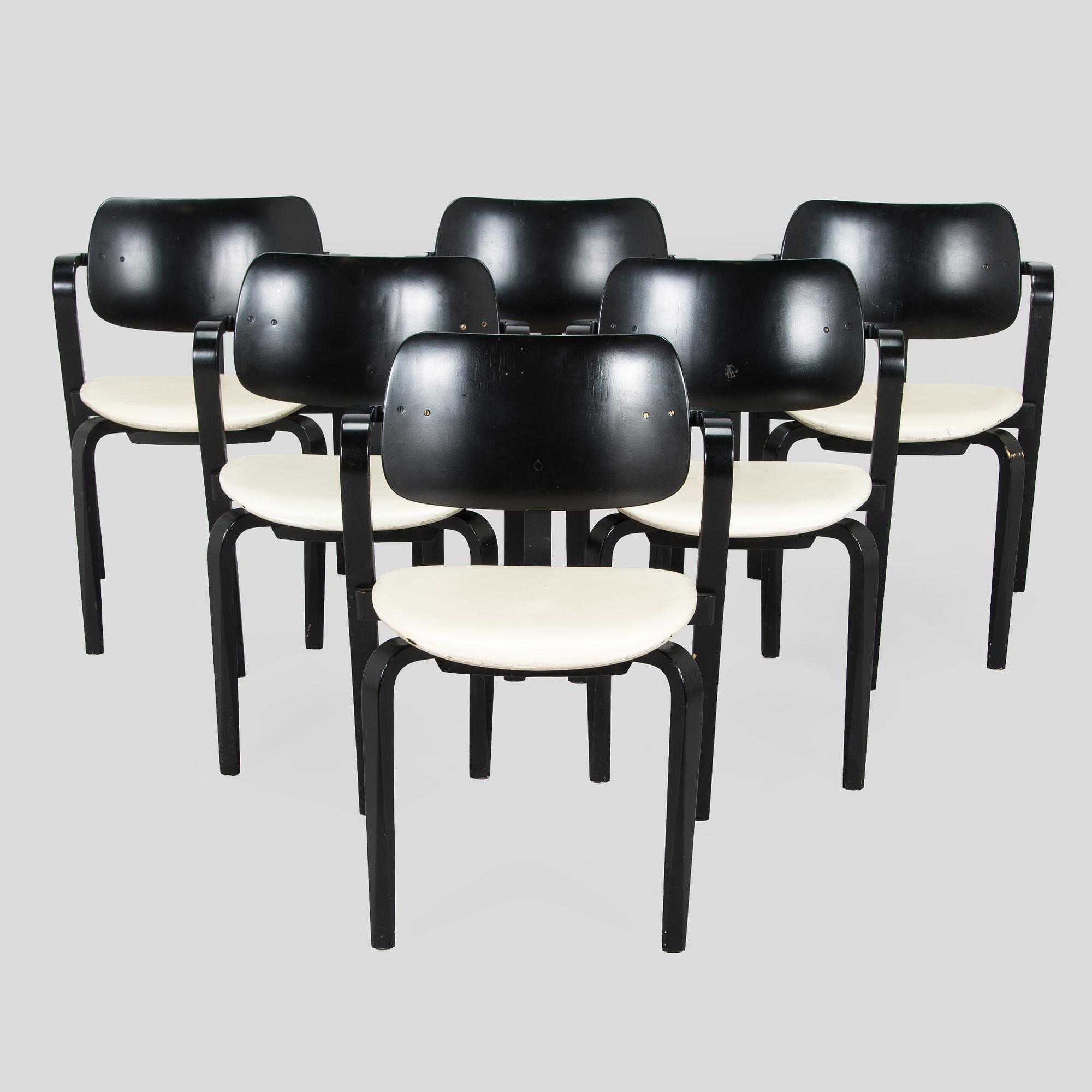 Ilmari Tapiovaara, a set of six 1960s 'Aslak' armchairs for Asko, Finland.