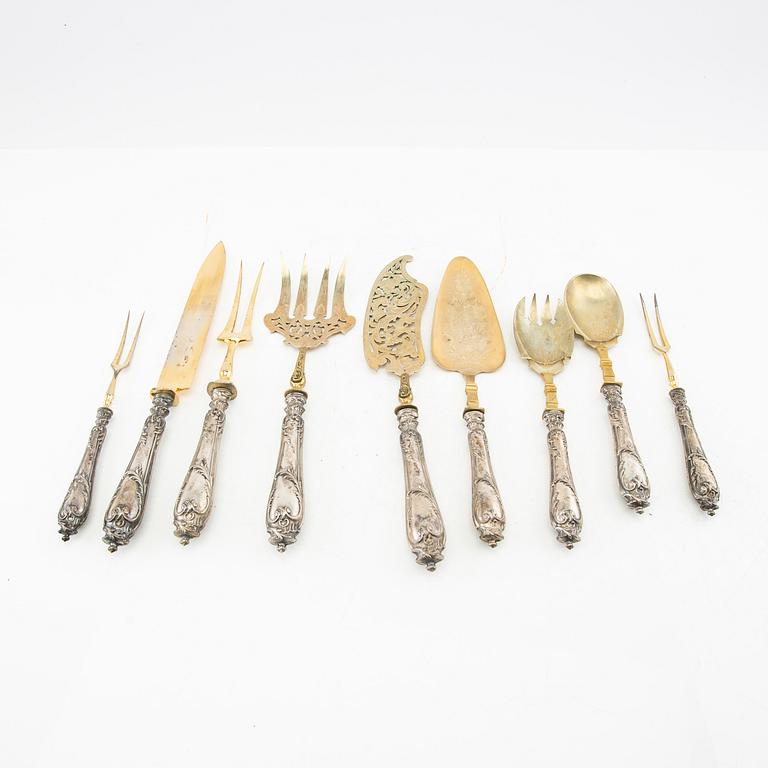 Serving utensils 9 pcs, silver with Swedish import marks circa 1900.