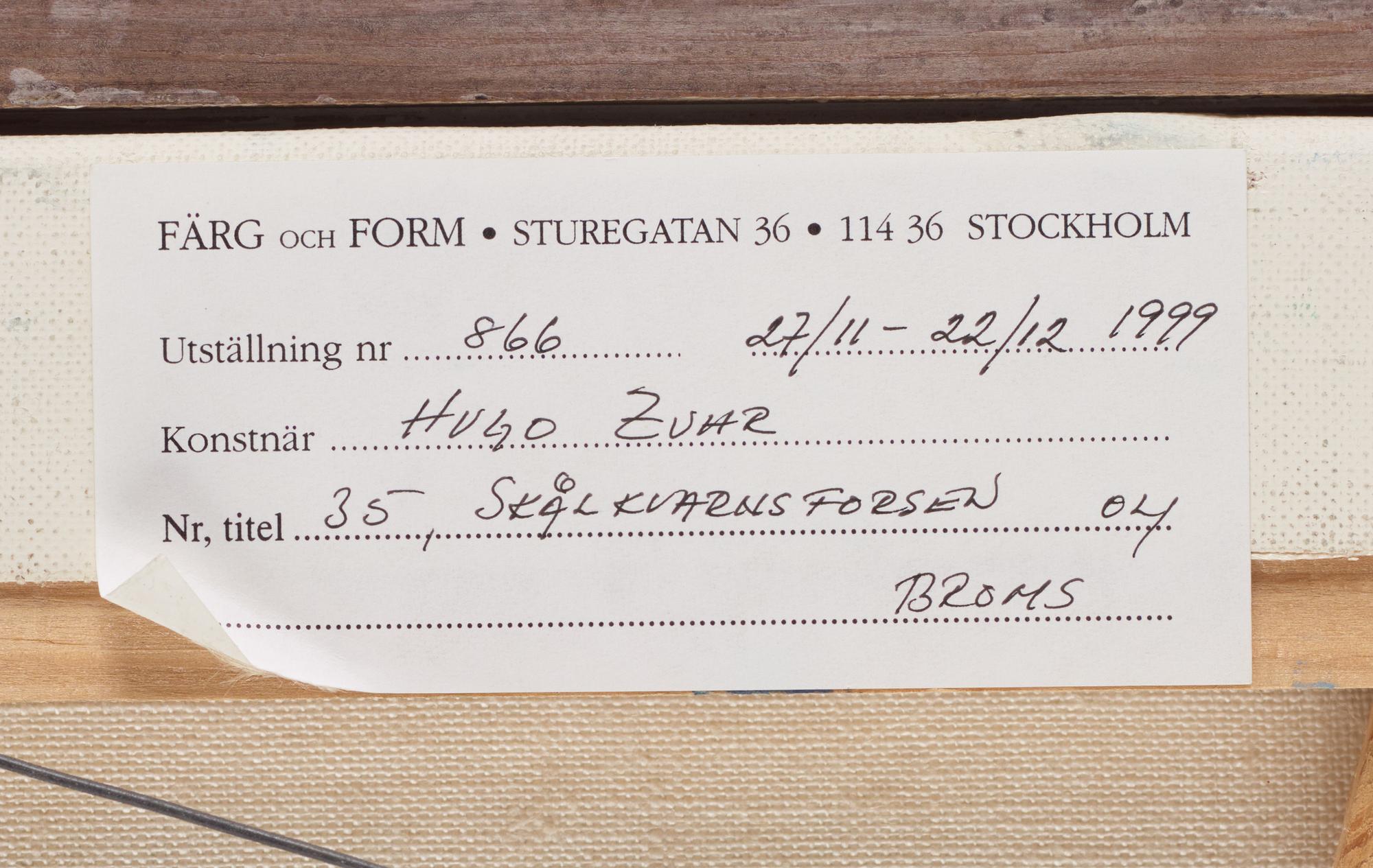 HUGO ZUHR, oil on canvas, signed.