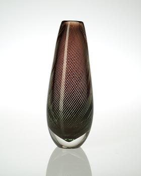 An Edward Hald 'slipgraal' glass vase, Orrefors 1955.
