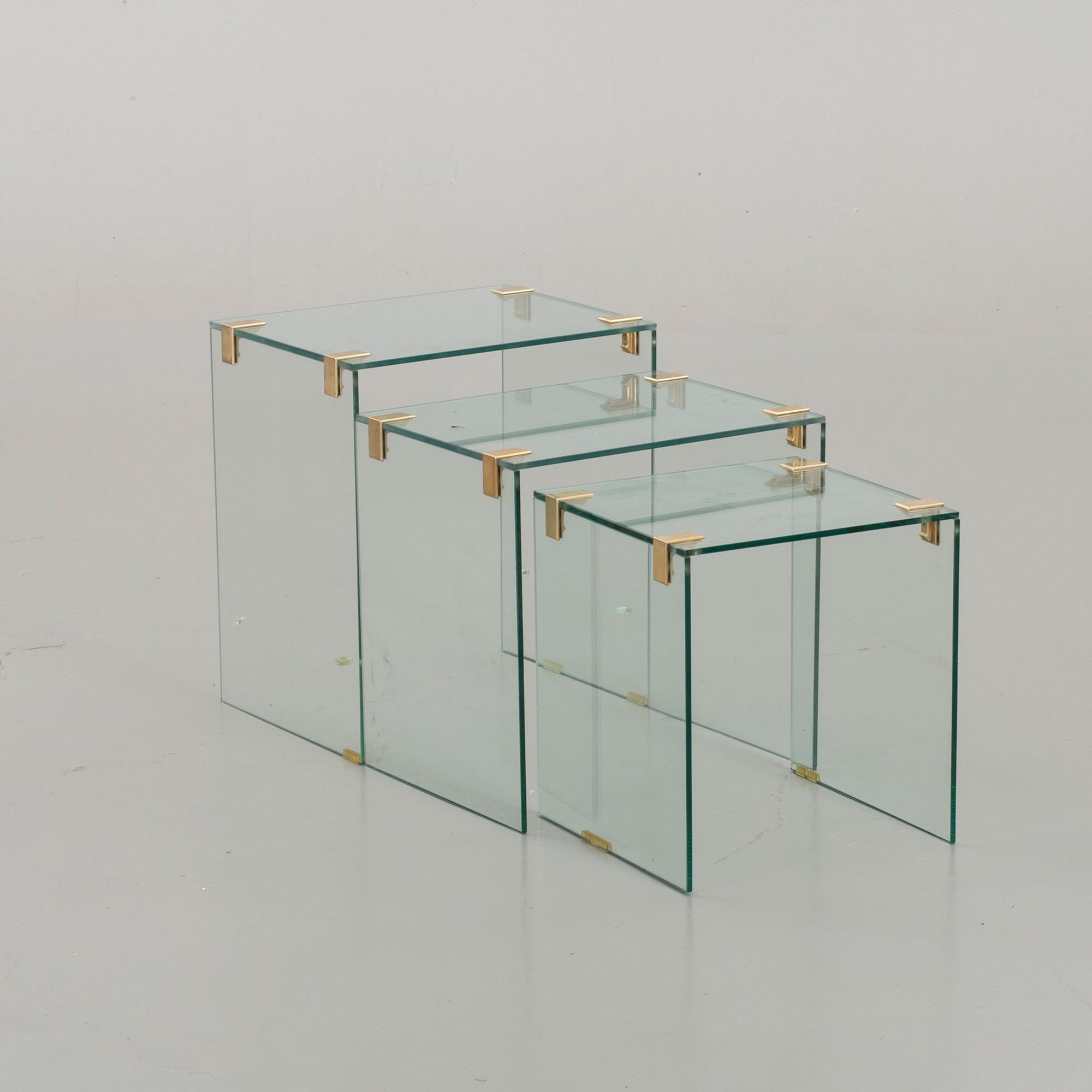 SATSBORD, glas, 3 delar, 1900/2000-tal.