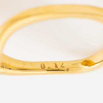 Ring, 18K gold set with a round brilliant-cut diamond.